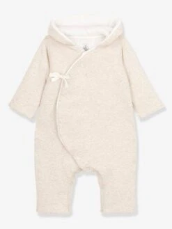 Combinaison à Capuche Bébé En Coton Biologique PETIT BATEAU Beige Chiné - Petit Bateau