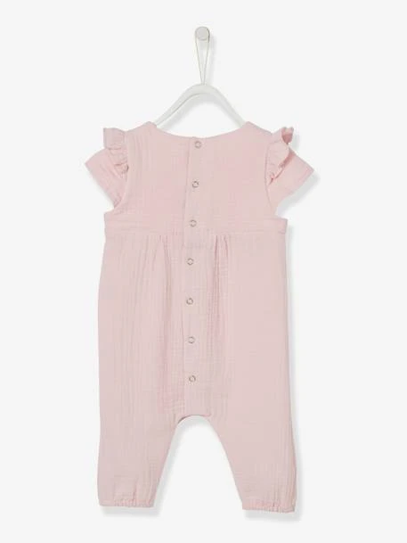 Combinaison Bébé Fille Brodée En Gaze De Coton Rose - Vertbaudet – Image 2