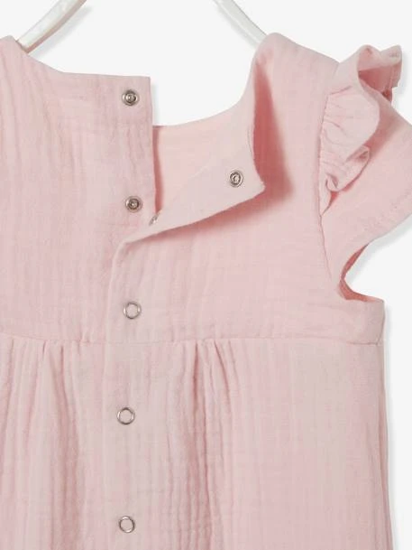 Combinaison Bébé Fille Brodée En Gaze De Coton Rose - Vertbaudet – Image 5