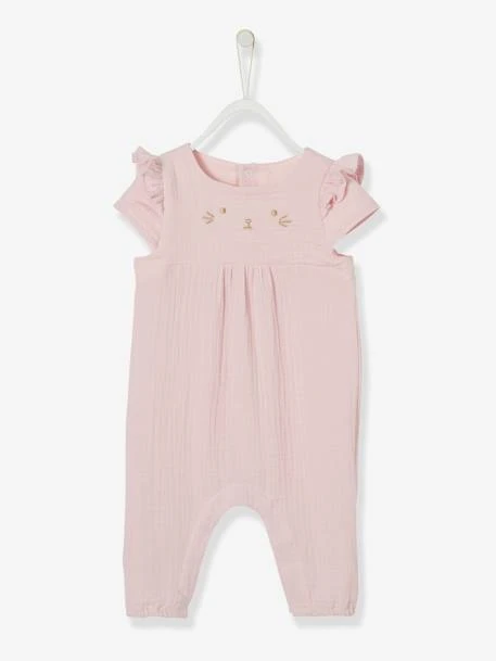 Combinaison Bébé Fille Brodée En Gaze De Coton Rose - Vertbaudet – Image 6