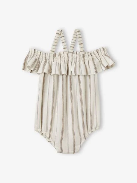 Combinaison Courte Bébé Rayée Ivoire Rayé - Vertbaudet