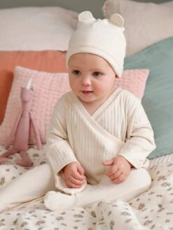 Combinaison En Maille Côtelée Bébé Et Son Bonnet Sable - Vertbaudet