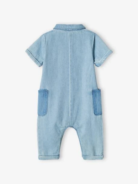 Combinaison Manches Courtes Bébé En Denim Denim Bleached - Vertbaudet – Image 3