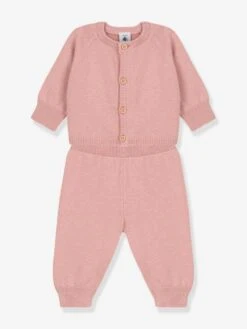 Ensemble 2 Pièces Bébé En Tricot Laine Et Coton PETIT BATEAU Rose - Petit Bateau