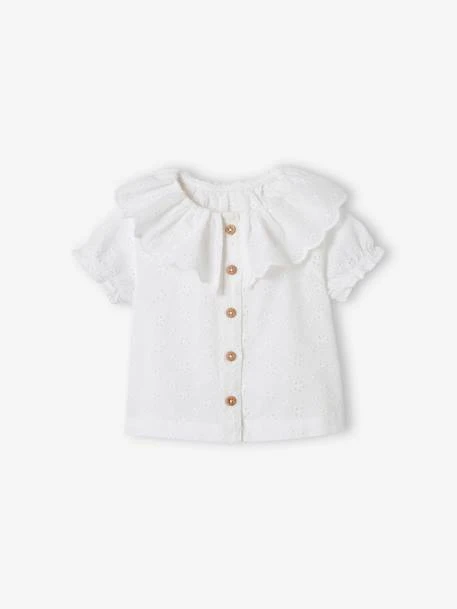 Ensemble 3 Pièces Bébé Blouse Brodée, Short En Gaze De Coton Et Son Bandeau Assorti Rose - Vertbaudet – Image 2