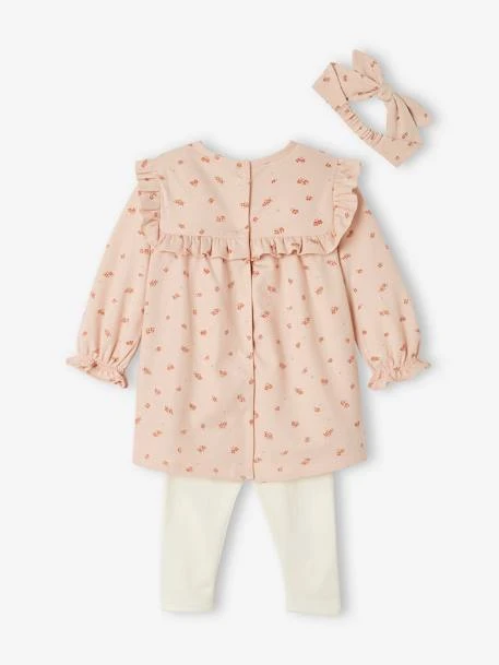 Ensemble Bébé 3 Pièces : Robe + Legging + Bandeau Rose Poudré - Vertbaudet – Image 5