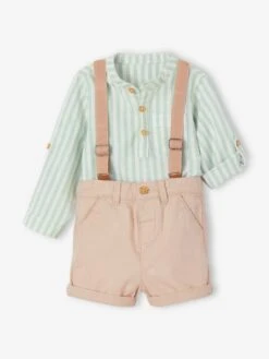 Ensemble Bébé Chemise Et Short à Bretelles Beige - Vertbaudet
