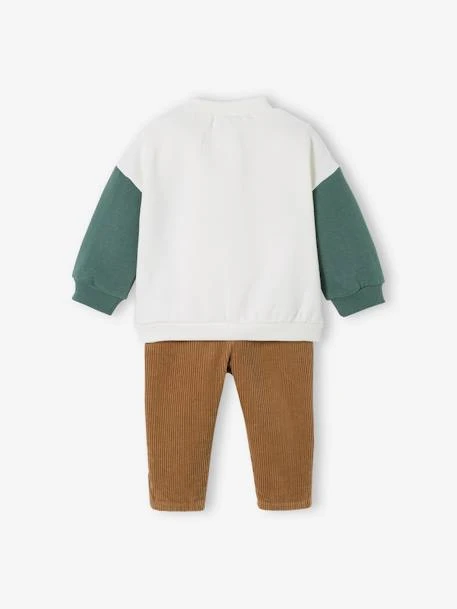 Ensemble Bébé Sweat En Molleton + Pantalon En Velours Ivoire - Vertbaudet – Image 5