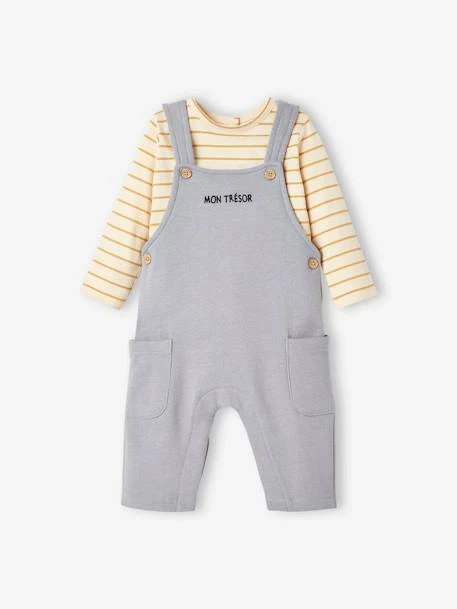 Ensemble Bébé T-shirt Et Salopette En Molleton Personnalisable Caramel - Vertbaudet