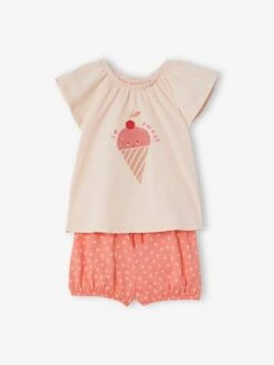 Ensemble Bébé T-shirt + Short Rose Clair - Vertbaudet