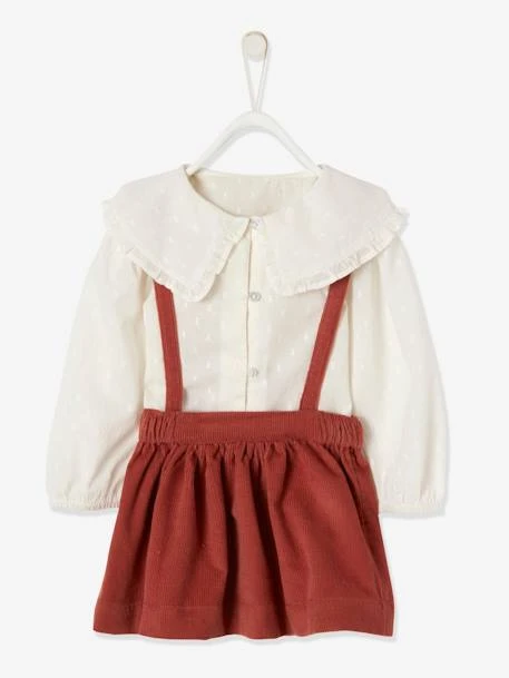 Ensemble Blouse En Plumetis Et Jupe En Velours Bébé Ivoire - Vertbaudet – Image 2