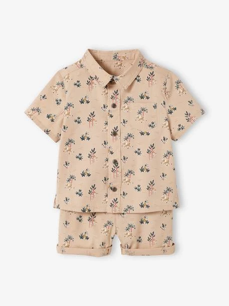 Ensemble Chemise Et Short Bébé Taupe Clair Imprimé - Vertbaudet – Image 2