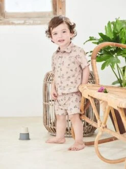Ensemble Chemise Et Short Bébé Taupe Clair Imprimé - Vertbaudet