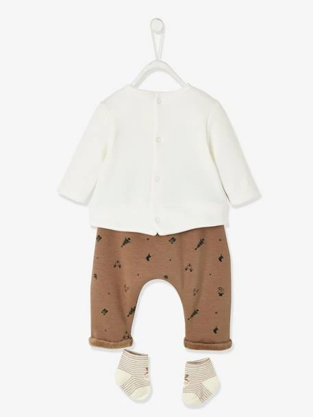 Ensemble De Noël Bébé T-shirt + Pantalon + Chaussettes Moka - Vertbaudet – Image 6