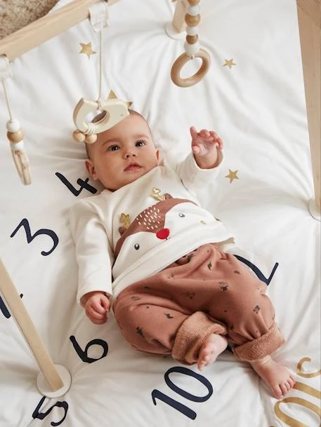 Ensemble De Noël Bébé T-shirt + Pantalon + Chaussettes Moka - Vertbaudet