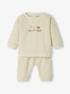 Ensemble En éponge Bébé Sweat Et Pantalon écru - Vertbaudet