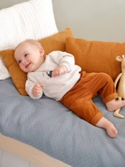 Ensemble Naissance Pantalon En Velours + Pull Bébé Noisette - Vertbaudet