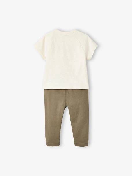 Ensemble Tee-shirt Manches Courtes + Pantalon Bébé écru - Vertbaudet – Image 4