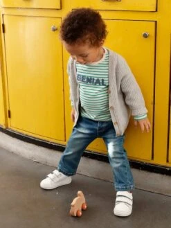 Jean Bébé Garçon Coupe Droite BASICS Denim Brut - Vertbaudet