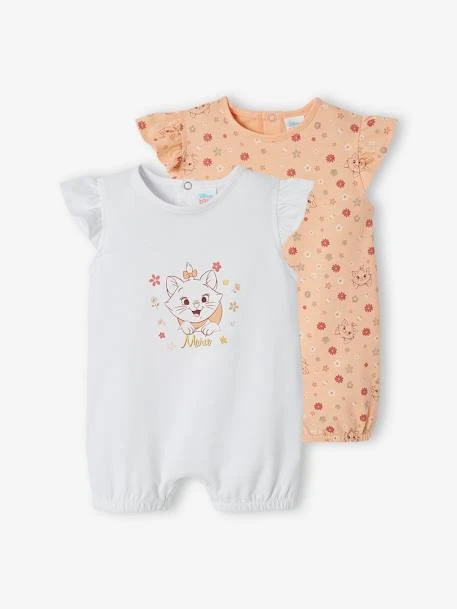 Lot De 2 Combinaisons Short Bébé Fille Disney® Marie Les Aristochats Pêche - Disney
