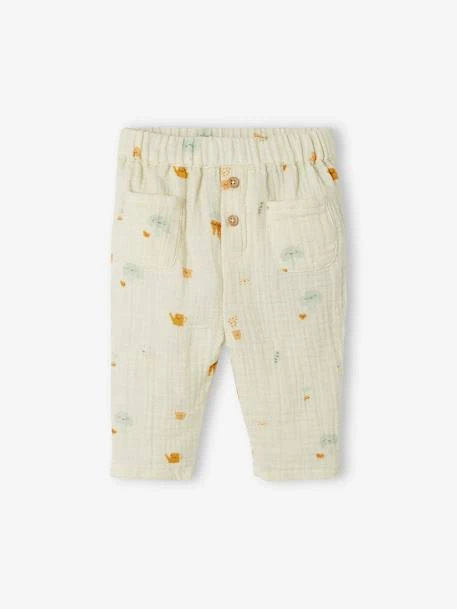 Lot De 2 Pantalons En Gaze De Coton Bébé Vert D'eau - Vertbaudet – Image 2