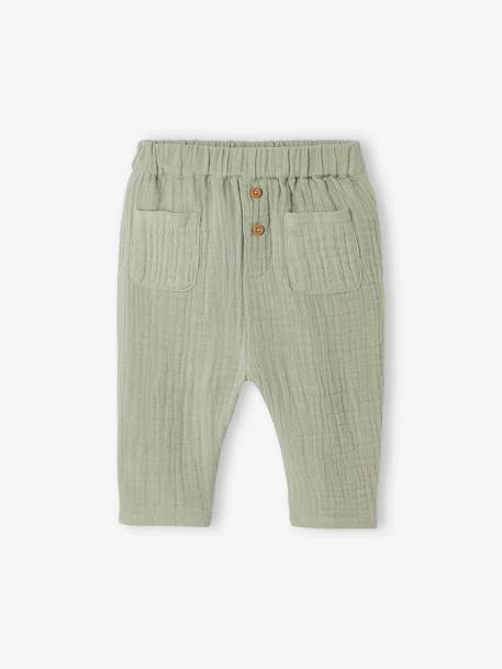 Lot De 2 Pantalons En Gaze De Coton Bébé Vert D'eau - Vertbaudet – Image 3