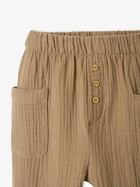 Pantalon Bébé En Gaze De Coton Beige Bois - Vertbaudet – Image 3