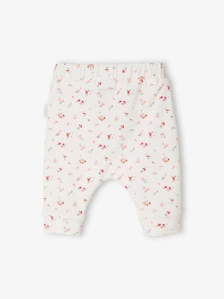 Pantalon Naissance En Maille Souple BASICS Blanc Imprimer Fleuris - Vertbaudet – Image 5