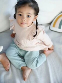 Pantalon Taille élastiquée Bébé Fille Vert Céladon - Vertbaudet