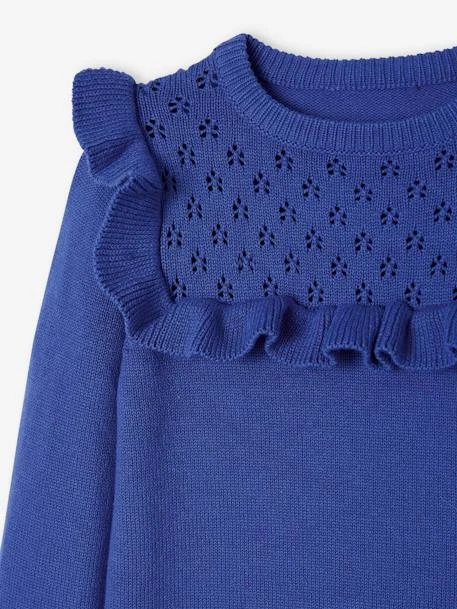 Pull à Volant Fille Détail Maille Ajourée Bleu - Vertbaudet – Image 3