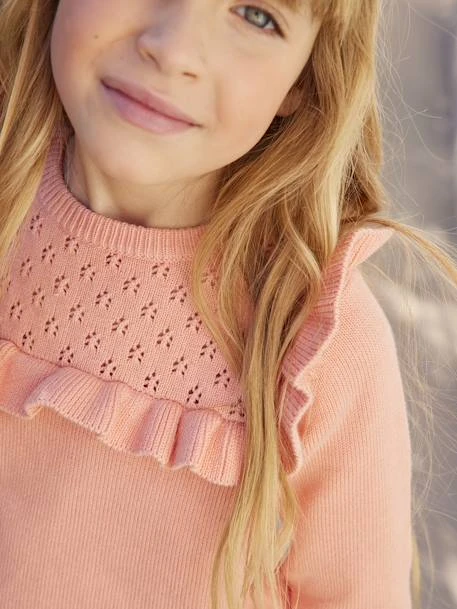 Pull à Volant Fille Détail Maille Ajourée Bleu - Vertbaudet – Image 5