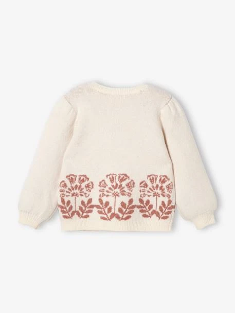 Pull Douillet Motifs Jacquard Fleurs Fille Beige - Vertbaudet – Image 2
