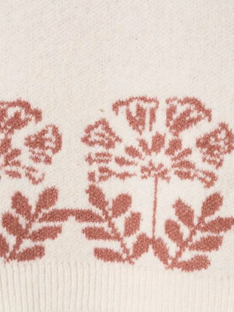 Pull Douillet Motifs Jacquard Fleurs Fille Beige - Vertbaudet – Image 3