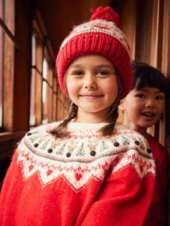 Pull Jacquard De Noël Fille Rouge - Vertbaudet