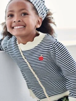 Pull Rayé Fille Rayé Marine - Vertbaudet