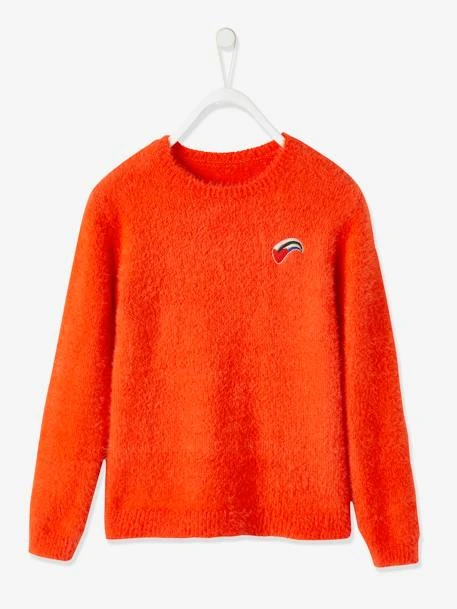 Pull Ultra Doux Fille Coeur Brodé Irisé Orange Vif - Vertbaudet – Image 3