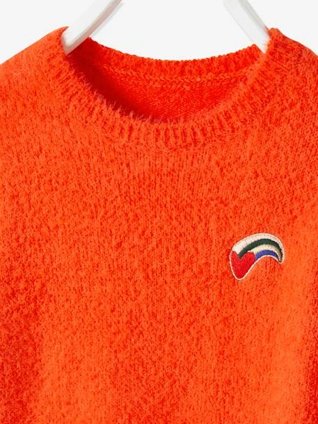 Pull Ultra Doux Fille Coeur Brodé Irisé Orange Vif - Vertbaudet – Image 5