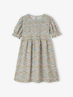 Robe Ă Smocks Fille Rose Nude - Vertbaudet