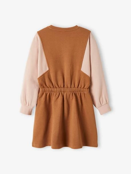 Robe Bicolore En Molleton Fille Badge Fleur Brodé Bicolore - Vertbaudet – Image 2