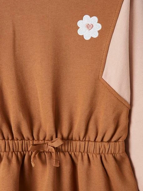 Robe Bicolore En Molleton Fille Badge Fleur Brodé Bicolore - Vertbaudet – Image 3