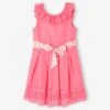 Robe De Cérémonie Détails Broderie Anglaise Fille Rose - Vertbaudet