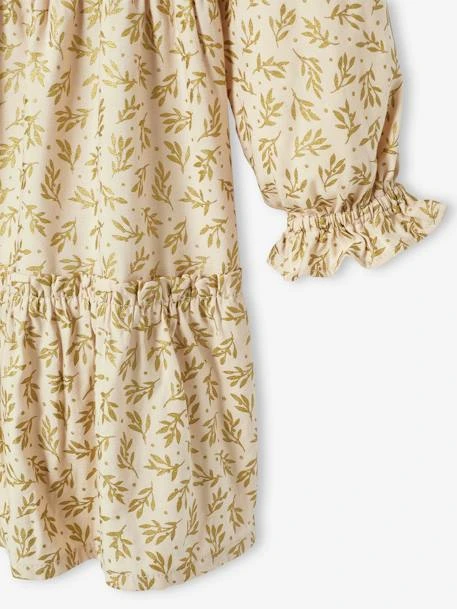 Robe De Fête à Volants Fille Motifs Houx Beige Poudré - Vertbaudet – Image 3