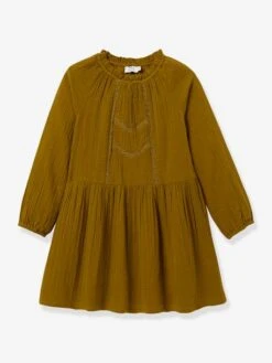 Robe En Gaze De Coton Col Montant Fille CYRILLUS Marron - Cyrillus