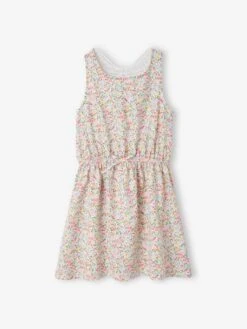 Robe Fille Papillon En Macramé Au Dos Vert Imprimé - Vertbaudet