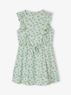 Robe Imprimée à Volants Fille Vert Imprimé - Vertbaudet