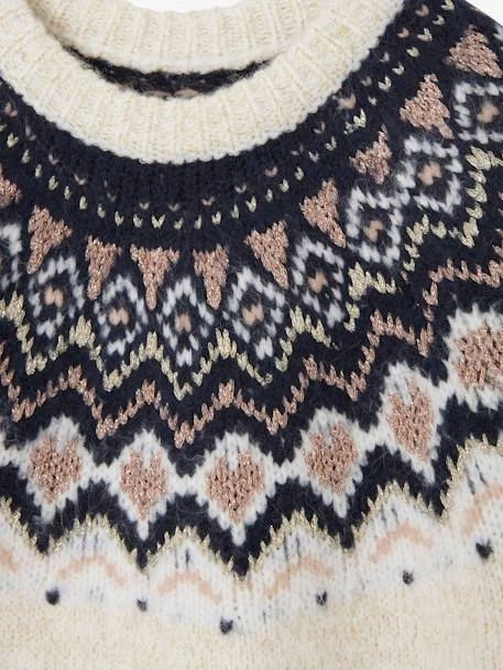 Robe Jacquard Fille En Tricot Irisé Ecru - Vertbaudet – Image 3