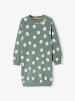 Robe Sweat Fantaisie Fille Bleu Grisé - Vertbaudet