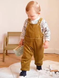 Salopette Velours Bébé Garçon Olive - Vertbaudet