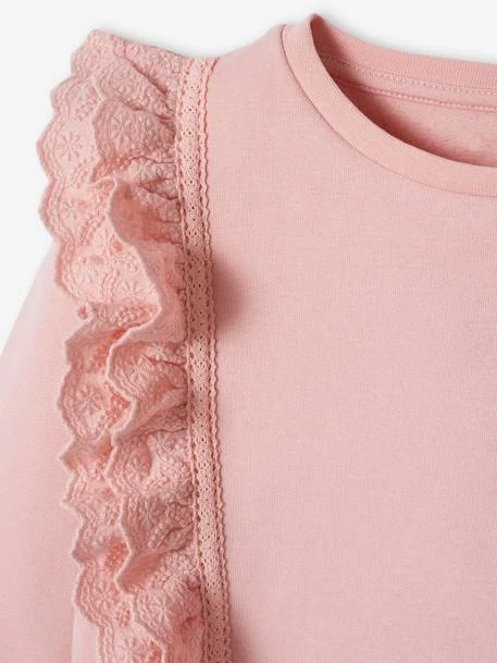 Sweat à Volants Brodés Fleurs Fille Rose Poudré - Vertbaudet – Image 5