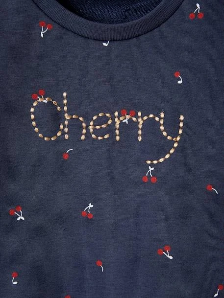 Sweat à Volants Fille Détails Fantaisie Bleu Imprimé Cerises - Vertbaudet – Image 4